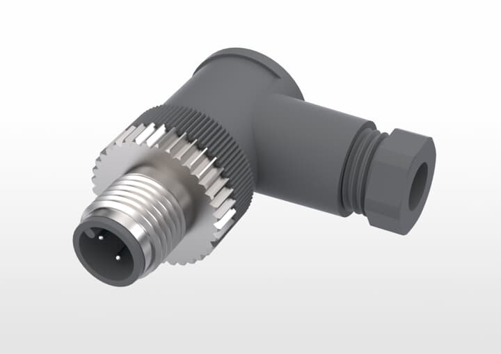 ABB機器人配件 ABB配件原廠型號 3HAC068413-001 M12 Male,4pos A-code Sig.Angled screwed